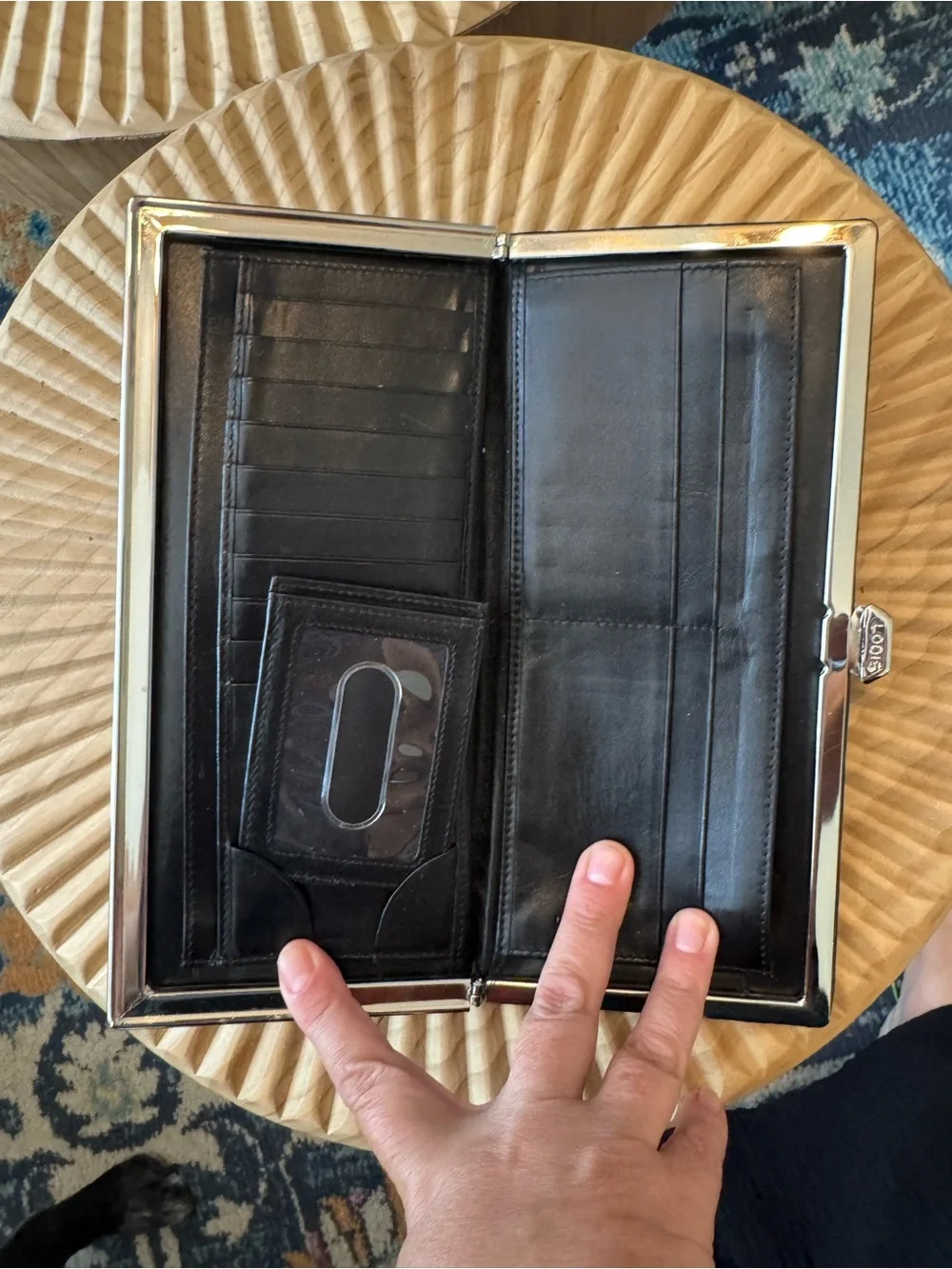 Lodis Black Patent Leather Clutch Wallet